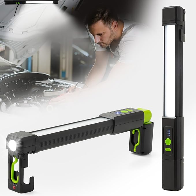Magnetic Work Light,2500LM LED Underhood Work Light Bar with Hooks,4400mAh Rechargable Work Flashlight for Car Repair, Underhood, Workshop, Emergency