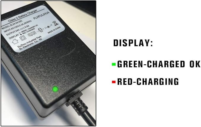 FLHFULIHUA 24 Volt Kids Ride On Car Charger for Yamaha Grizzly Grave Digger Monster Truck Toys 24V Replacement Battery Charger Children Electric Car
