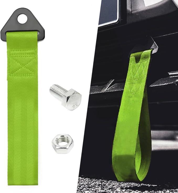 RASTP Racing Tow Strap, Car Modification Sports Trailer Belt Fit for Front or Rear Front Bumper Decorative (Green)