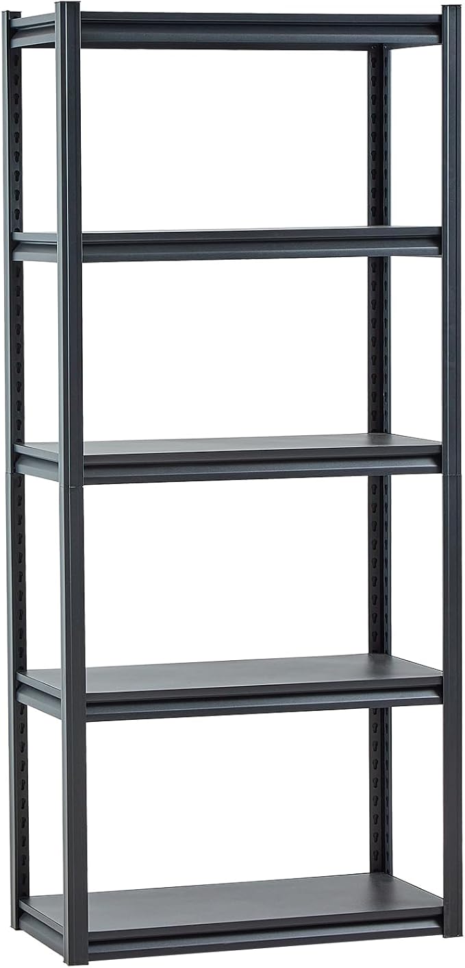 VEVOR Storage Shelves, 2000 lbs, 5 Tier Garage Storage Shelving, 16" D x 32" W x 72" H Adjustable Metal Shelves for Garage Shelves Utility Rack Shelf, Ideal for Kitchen, Warehouse, Basement, Black