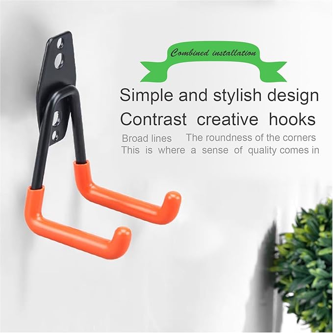 6 Pack Heavy Duty Garage Hooks, Stainless Steel & Iron, U-Shape, Wall Mount, Rust Resistant, Holds Up to 40lbs Each, Ideal for Garage, Shop, Basement, etc.