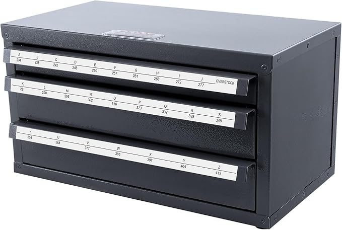 VEVOR Drill Bit Dispenser Cabinet, Three-Drawer Drill Bit Dispenser, Drill Bit Organizer Cabinet Cold Rolled Steel, 27-Compartment Drill Dispenser Organizer Cabinet Holder for Letter Sizes A to Z