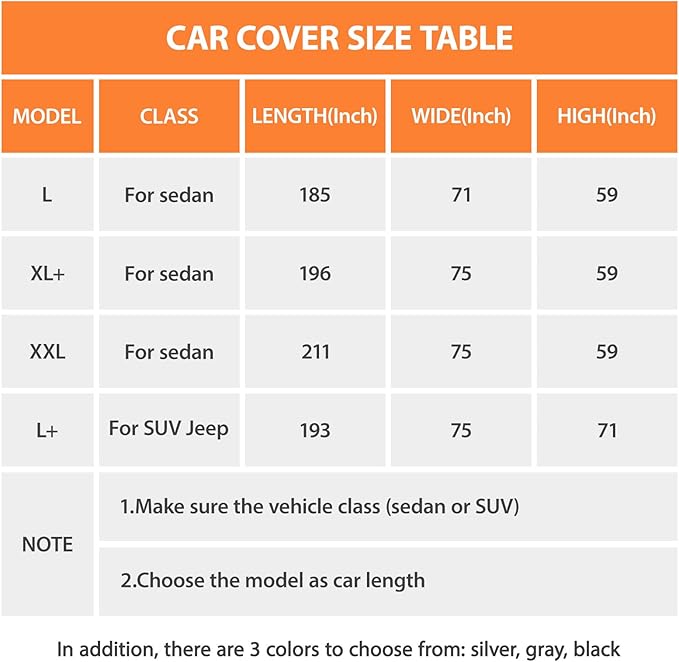 Car Cover Waterproof All Weather, 6 Layers Full Exterior Covers with Zipper Cotton, Mirror Pocket. Outdoor Car Cover UV Snow Rain Wind Dust All Weather Outdoor Protection for SUV (185-190 inch)