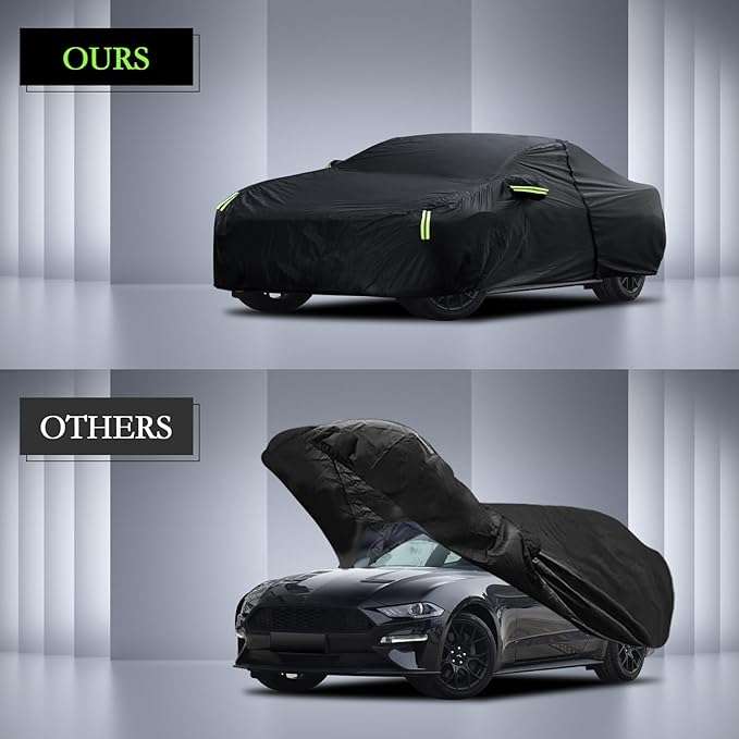 Car Cover Custom Fit for Ford Mustang 1994-2026, for Chevy Camaro 2010-2026, Waterproof All Weather Full Exterior Cover Rain Hail Sun Protector Car Cover with Door Zipper