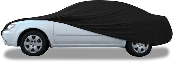 Budge Indoor Stretch Car Cover, Premium Dustproof Protection with Soft Fleece Lining, Breathable Indoor Car Cover Fits Vehicles up to 170 Inches, Black