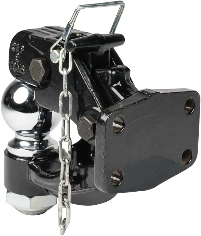 Mytee Products Pintle Hitch with 2-5/16-Inch Trailer Ball, 8 Ton Combination Hitch with Mounting Kit | Bolt On Adjustable Pintle Hook Ball Combo - Powder-Coated, Heavy-Duty