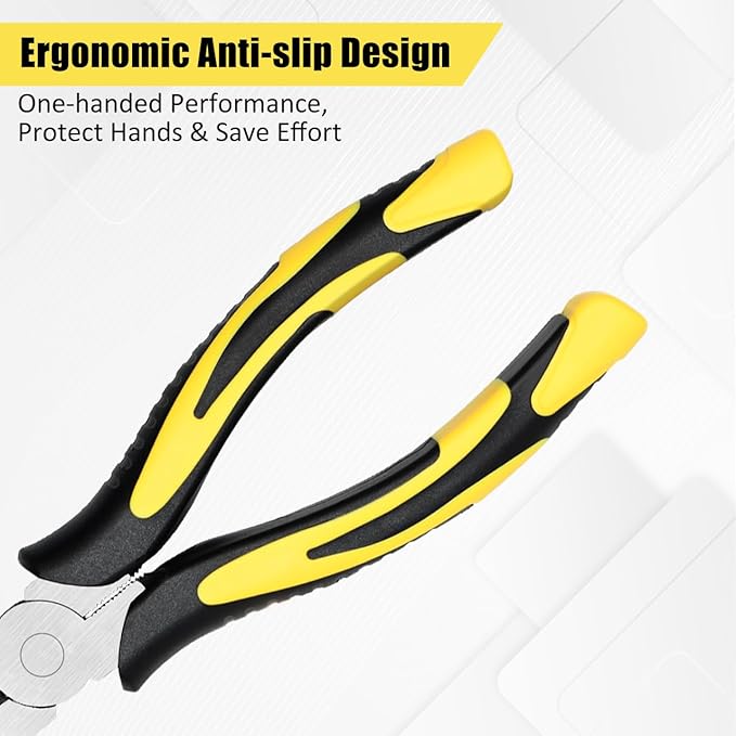 Premium Long Needle Nose Pliers-8’’, Paper Clamp Precision, High Carbon Steel, Soft Grip with Wire Cutter, Long Nose Cutting Pliers for Home, Fishing, Jewelry, Crafts,1pcs