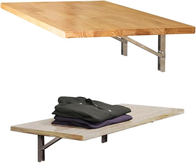 StoreYourBoard Wakefield Fold Away Wall Mounted Work Bench, Butcher Block Hardwood Table, 40 in. x 18 in. Folding Work Area, Supports up to 200 lbs
