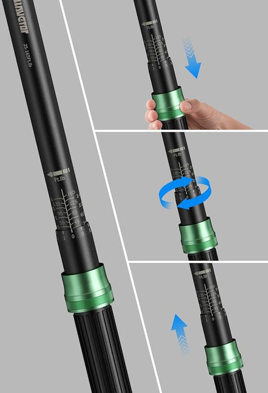 1/2-Inch Drive Click Torque Wrench, 25-165Ft.lb(20-220N.m), 72-Tooth Torque Wrenches with Dual Range Scales, ±3% High Precision Torque Wrench