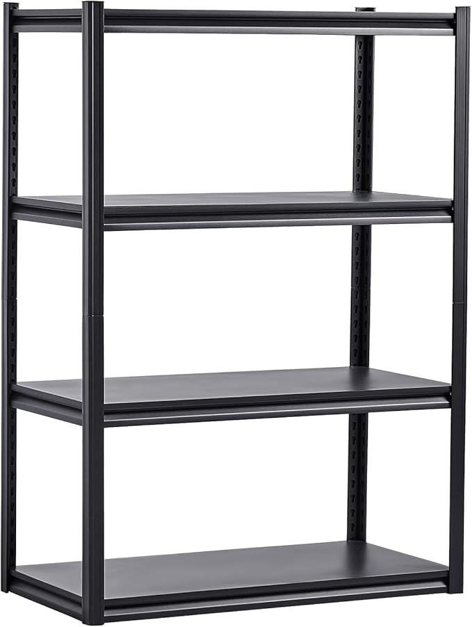 VEVOR Storage Shelves, 2400 lbs, 4 Tier Garage Storage Shelving, 20" D x 40" W x 57" H Adjustable Metal Shelves for Garage Shelves Utility Rack Shelf, Ideal for Kitchen, Warehouse, Basement, Black