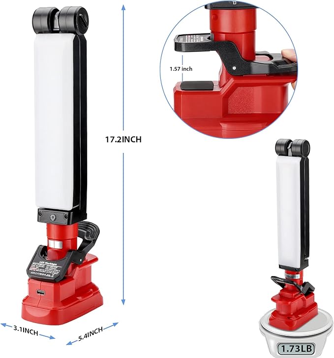 2400LM LED Work Light Clip on Light Compatible with Craftsman C3 19.2V Battery, 30W Flood Light for Car Repairing, Camping, Emergency and Job Site Lighting