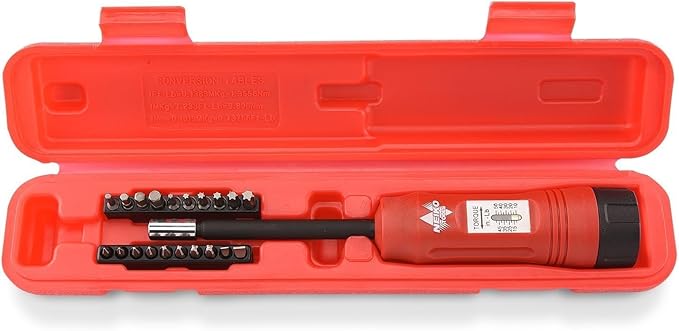 NEIKO 10573B 1/4” Torque Screwdriver Set, 20 Hex Bits, 10 to 50 In-Lbs, Long Shank Screwdriver Torque Wrench, Adjustable Inch-Pound Torque Screwdriver for HVAC and Gunsmiths (Pack of 25)