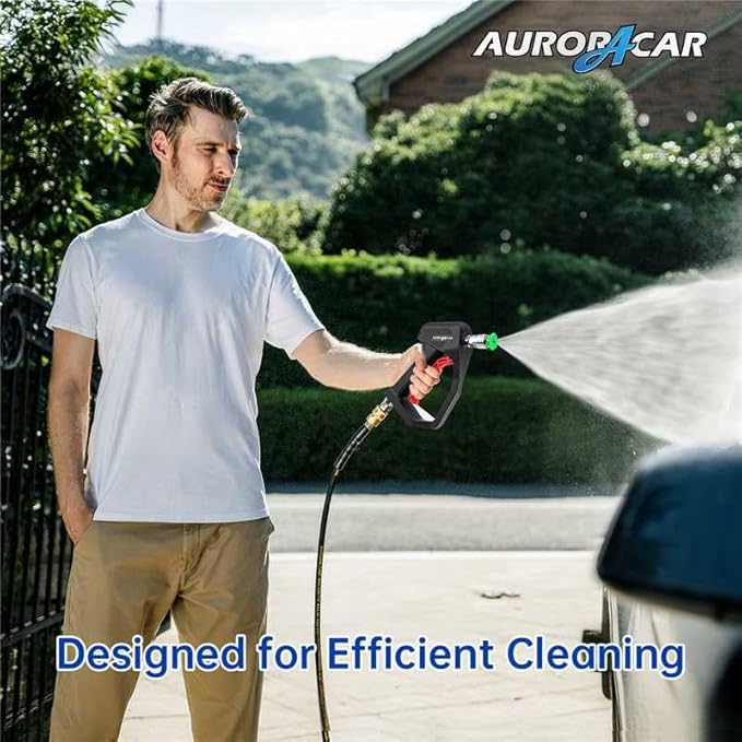 4350 PSI Short Pressure Washer Gun, 1/4” Quick Connector High Pressure Washer Gun with 3/8" Male Plug and M22-14 Fitting, Power Washer Gun Compatible with Foam Cannon, Car Wash Foam Gun
