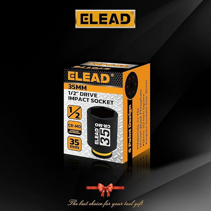 ELEAD 35 mm Socket 1/2" Drive Deep Impact Socket, Metric 6 Point 1/2-inch Drive Impact Axle Nut Sockets, CR-MO Nut Socket Set, Oil Filter Sockets, Tools for Easy Removal of Axle Shaft Nuts