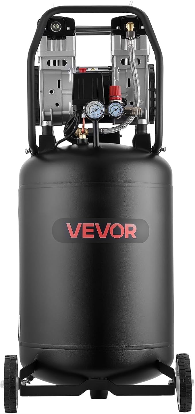 VEVOR 20-Gallon Air Compressor, 2HP 4.5 SCFM at 90PSI, Max 125PSI Pressure Oil-Free Air Compressor Tank, Portable on Wheels for Auto Repair, Tire Inflation, Spray Painting, Woodwork Nailing, 120V
