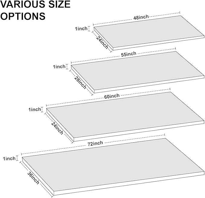 Universal Solid One-Piece Wood Table Top, 60"x24"x1" Workbench Top - Rectangular Particle Board for Standing Desk, Home Office Desk Countertop DlY, Washer Dryer, Coffee, Bar Tabletop