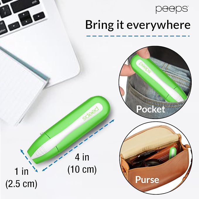 CarbonKlean Peeps Eyeglass Lens Cleaner - Efficient and Durable Carbon Microfiber Technology - Exclusively Used by NASA - 500 Uses (Green, 2 Pack)