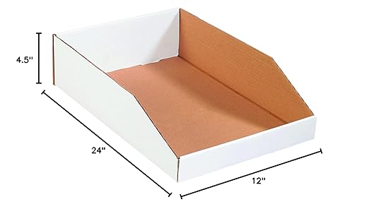 Box USA BBINMT1224 Open Top Bin Boxes, 12" x 24" x 4-1/2", Oyster White (Pack of 50)