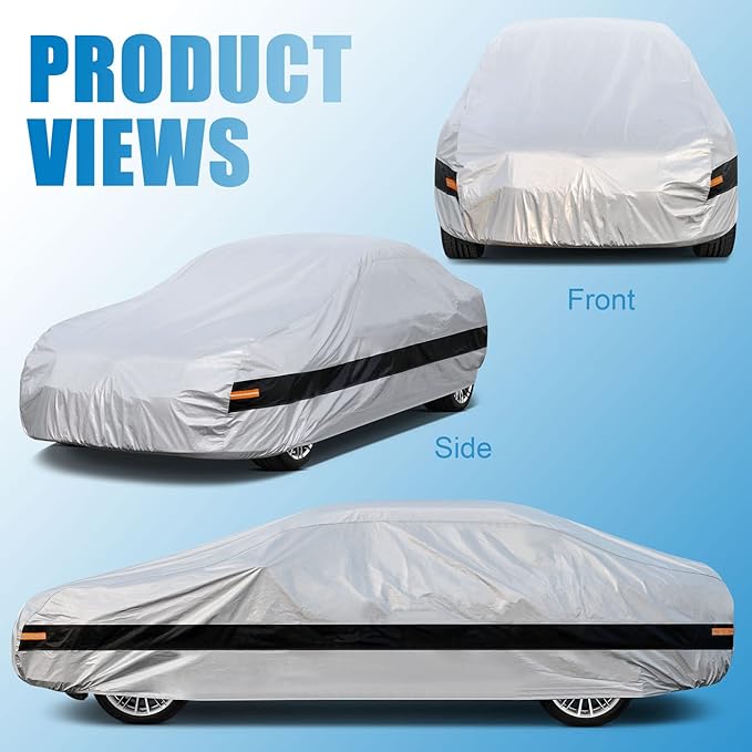10 Layer Coupe Car Cover Waterproof All Weather for Automobiles,100% Waterproof Outdoor Car Covers Rain Snow UV Dust Protection. Custom Fit for Ford Mustang,Chevy Camaro,Porsche 911,etc