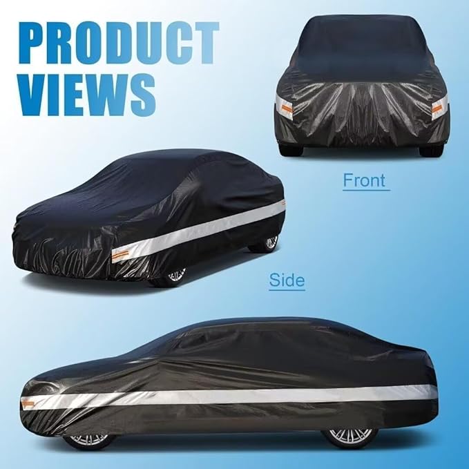 10 Layers Car Cover Custom Fit for Nissan 350Z 370Z Z (2002-2025), Waterproof All Weather for Automobiles, Outdoor Full Cover Sun Dust Rain Protection with Cotton. Black