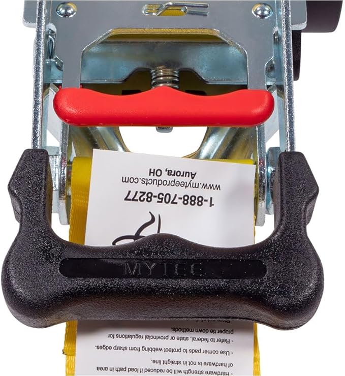 Mytee Products 8 Pack 2" x 10' Retractable Ratchet Straps with Double J-Hook - 3,300 lbs Breaking Strength - Yellow Auto Retract Ratchet Tie Down Strap for Motorcycles, ATVs, Bikes, Boat Trailer