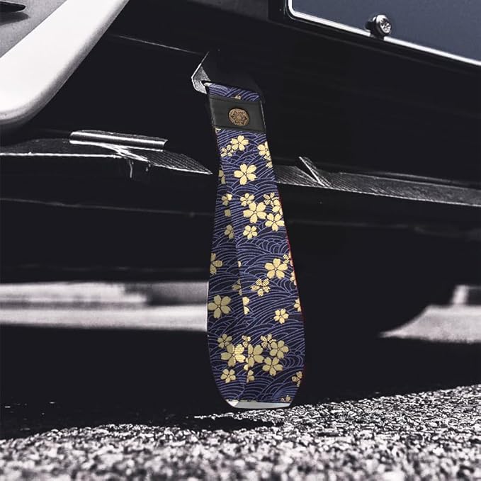 RASTP Racing Tow Strap, Car Modification Sports Trailer Belt Fit for Front or Rear Front Bumper Decorative (Flower Blue)