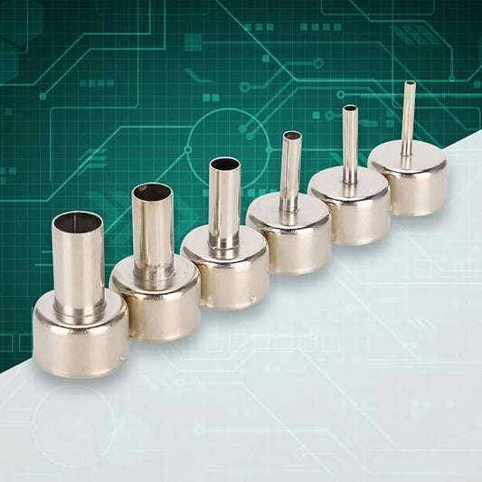 6pcs Hot Air Gun Nozzle 858 Heat Gun SMD Rework Station Accessory 3/4/5/8/10/12mm,Hot Air Gun Nozzle Satisfy Various Soldering and Repair Requirement.