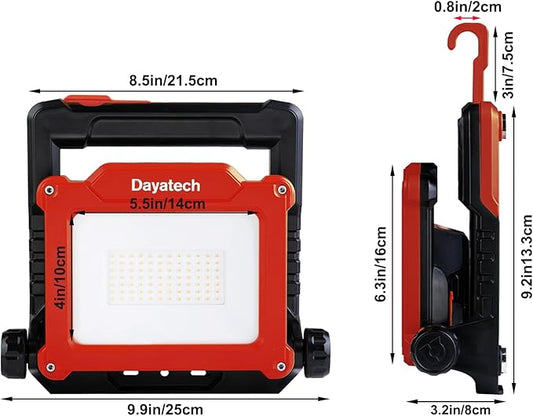 20W 3000LM Cordless LED Work Light, Compatible with Dewalt, Milwaukee and Makita 18-21 V Battery, Foldable Magnetic Base, Brightness Dimmable (Light Only/Charger Not Included)
