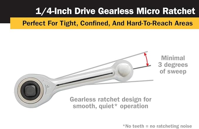 Titan 11200 1/4-Inch Drive x 3-Inch Gearless Micro Ratchet