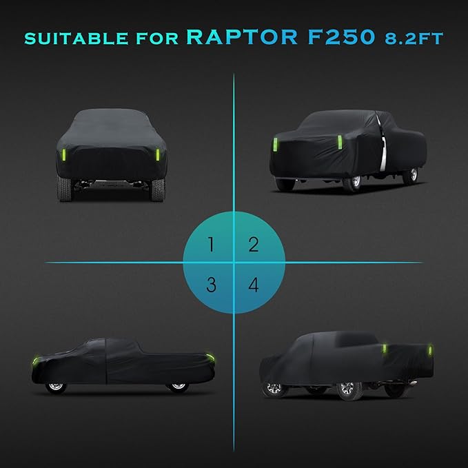 Truck Car Cover Waterproof All Weather Full Outdoor Pickup Cover Rain UV Protection, Size T5 Universal Fit for Chevy Silverado Dodge Ram 1500 Ford F-250 F-350.(Fit Truck Length 251 to 266 inch)