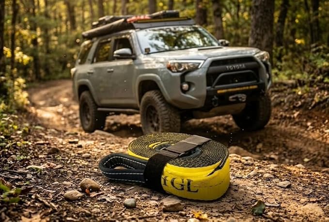 TGL 3 inch, 20 Foot Heavy Duty Tow Strap with Loops, 2-Pack of Soft Shackles for Recovery. Soft Shackle Recovery Kit, Towing Kit. Compatible with Jeep, Ford, Toyota.