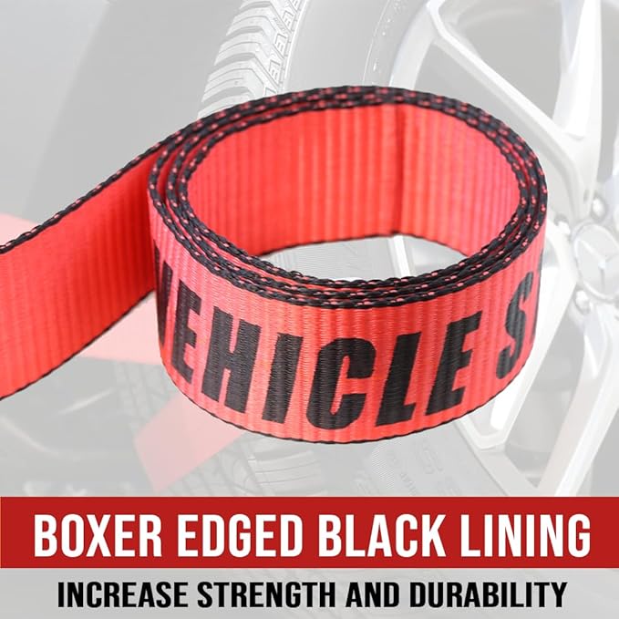 Boxer Pro 2 in x 10 FT Red Lasso Tow Strap with Forged D Ring 10 Pack – Protective Sleeve – Car Tie Down, Auto Hauler, Auto Transport – 10,000lbs