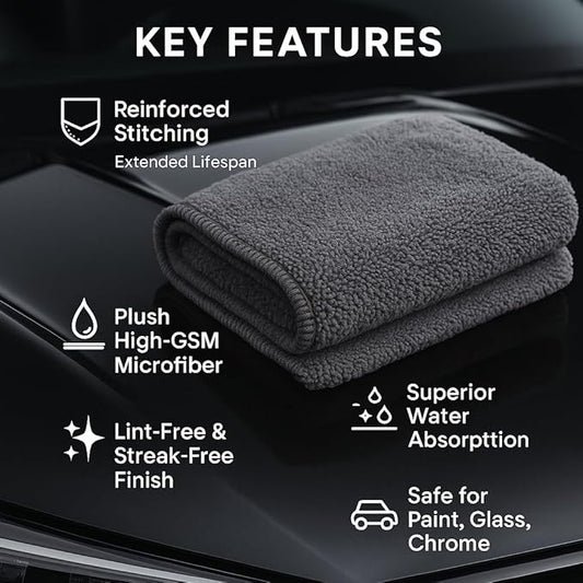 PAKS - 3 Pack Reusable Microfiber Towels - 16x24 Micro Fiber Towels Car Detailing - Plush Auto Cleaning Cloths - Dual-Sided Car Microfiber Towel - Lint & Streak-Free Wash Cloths - Cleaning Supplies