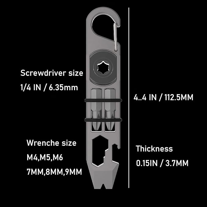 EDC Pry Bar,mighty bar,Titanium Keychain Multitool Tool,Can opener,Pocket Pry Bar with Wrench,Ratchet screwdrivers, Bottle Opener.