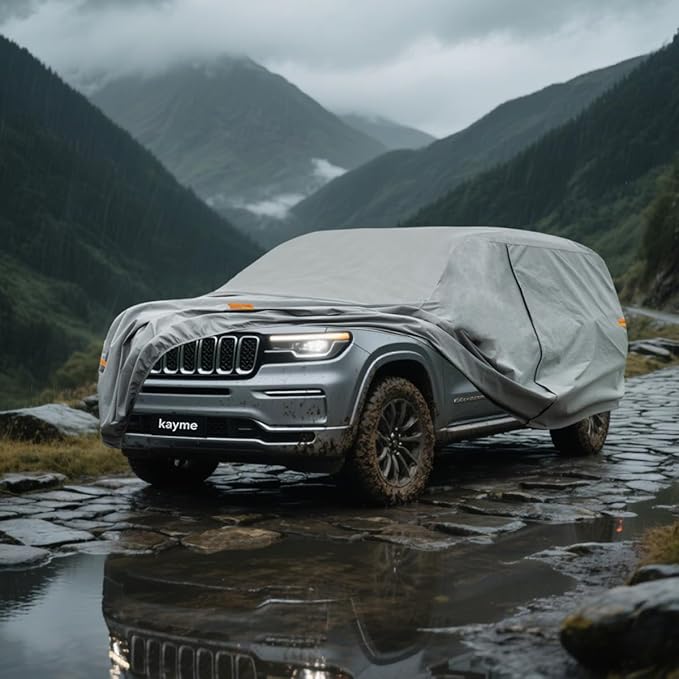 Kayme Heavy Duty SUV Car Cover Custom Fit Jeep Wagoneer/Grand Wagoneer SWB Waterproof All Weather for Automobiles, Full Exterior Covers Sun Rain UV Protection.(Deliver About 3-10 Days)