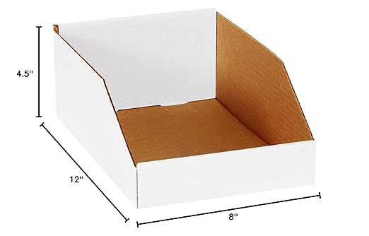 Box USA BBINMT812 Open Top Bin Boxes, 8" x 12" x 4 1/2", Oyster White (Pack of 50)