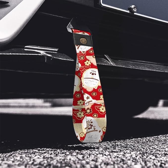 RASTP Racing Tow Strap, Car Modification Sports Trailer Belt Fit for Front or Rear Front Bumper Decorative (Lucky Cat Red)