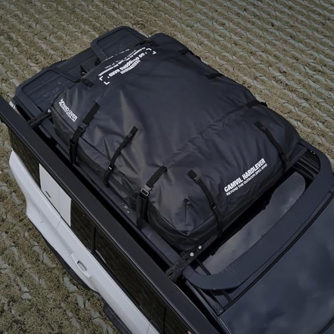 CAMVIL 20 Cubic Waterproof Car Rooftop Cargo Carrier Bag, Soft-Shell Car Roof Bag for All Vehicle with/Without Racks, Includes Waterproof Zip, Anti-Slip Mat, Door Hooks, Storage Bag
