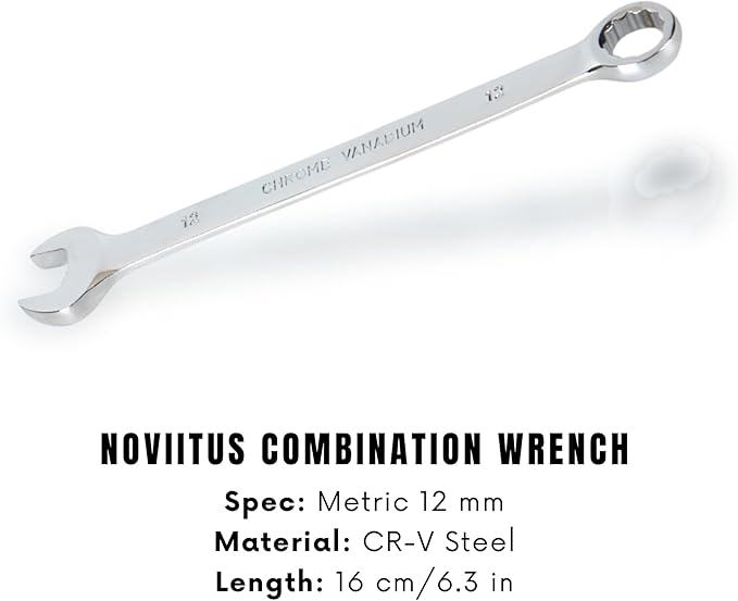 12mm Combination Wrench, Professional Grade Chrome Vanadium Steel (CR-V) Socket Mechanic Hand Tool, 12-Point Box-end, Perfect for Auto Repair, Household, Car, Truck Emergency (12mm)