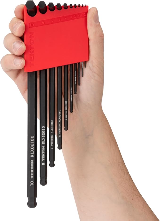 TEKTON Ball End Hex L-Key Set with Holder, 10-Piece (1.3-10 mm, Common Sizes) | KLX91202