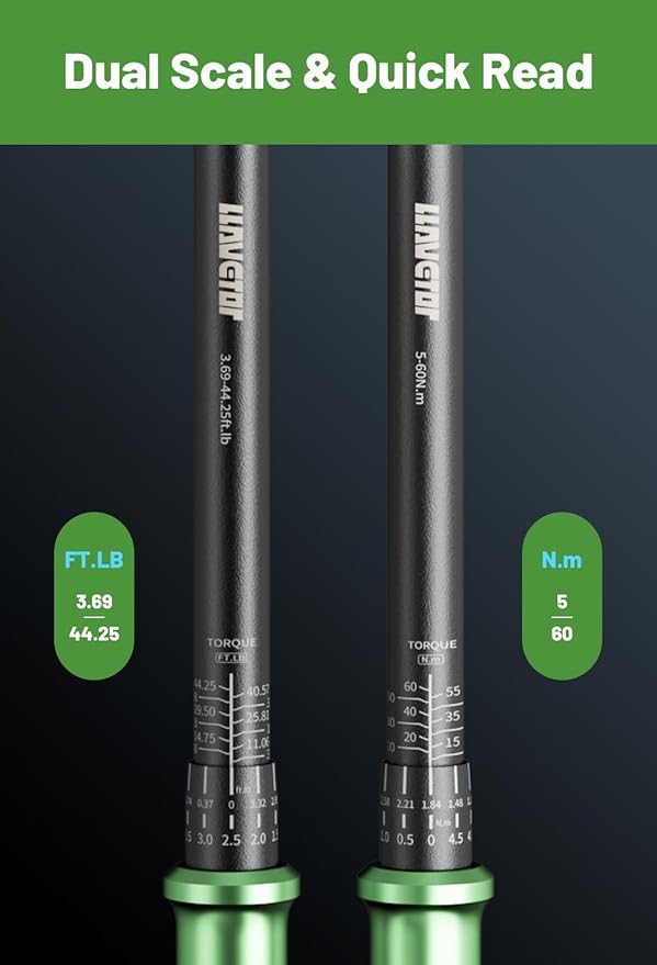 3/8 Inch Pound Torque Wrench, 3/8 Drive Torque Wrench, 3.69-44.25 ft.lb, ±3% Accuracy, Dual-Direction, 72 Tooth