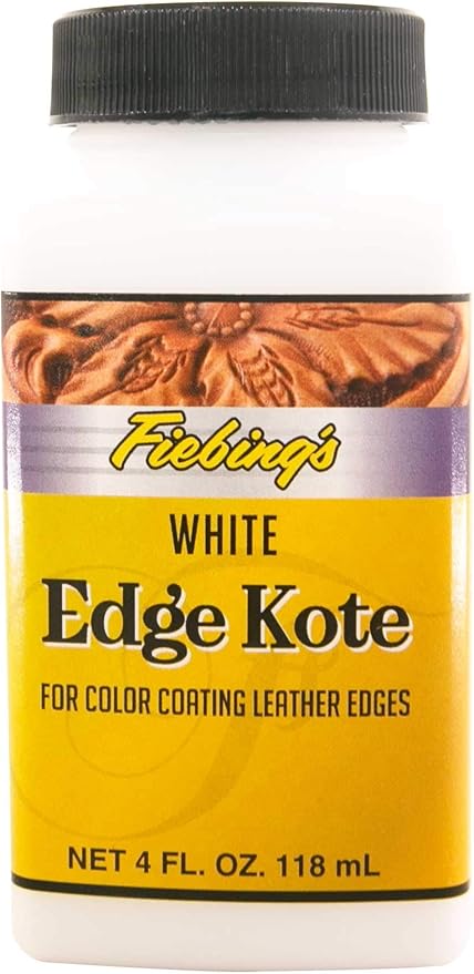 Fiebing's Edge Kote 4 Fl Oz - White - for Coloring Leather Edges on Purses, Bags, Shoes, Holsters, Wallets,etc