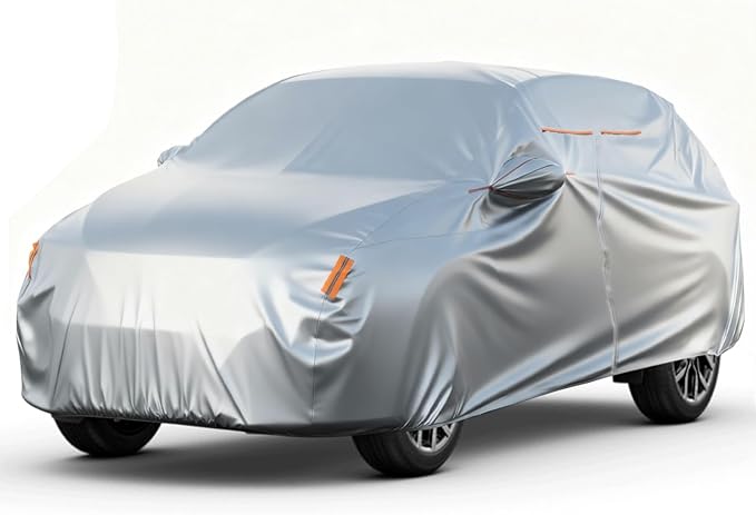 Favoto SUV Car Cover for Automobiles - All Weather Waterproof Outdoor UV Rain Snow Protection 210D Oxford with Air Vent Breathable Full Exterior Covers Universal Fit for SUV (185-195 inch)
