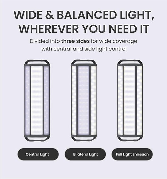 CLAYMORE 3FACE NEO 20 Area Light – 6,500 Lumen Turbo Mode, 3 LED Colors, 3D Wide-Angle Work Light with Dual Tripod Mounts – IP54 Waterproof for Camping & Emergency Use