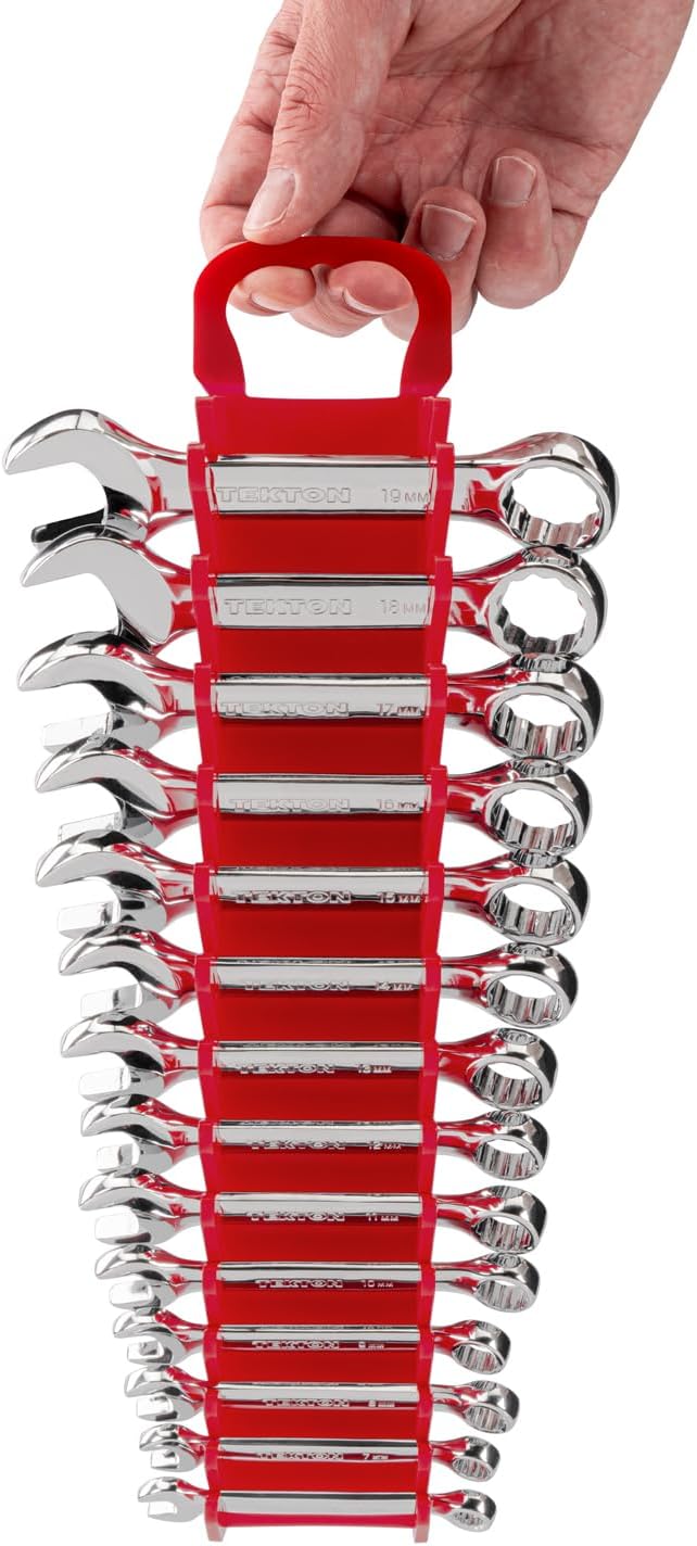 TEKTON Stubby Combination Wrench Set with Holders, 25-Piece (1/4-3/4 in., 6-19 mm) | WCB92403