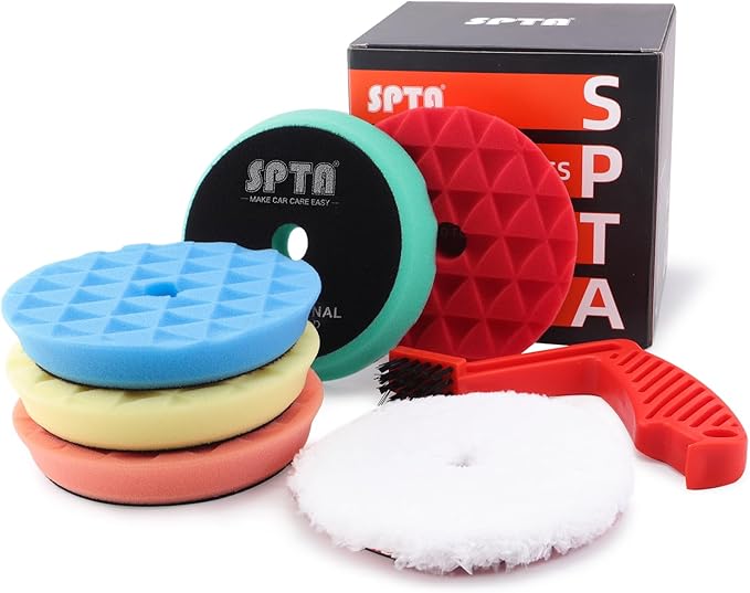 Polishing Pads, 5Pc 6 Inch 150mm Orbital Buffer Polisher Pads and 1Pc Microfiber Buffing Pads, Foam Polish Pad for Compounding, Polishing and Waxing, for 6''/150mm Backing Plate Car Polisher -TPPMIX