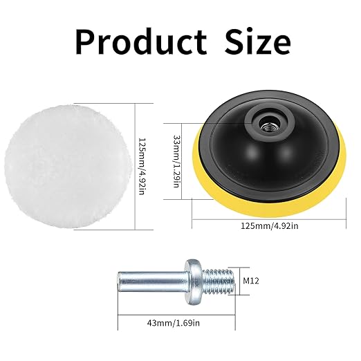 5 Pcs Wool Polishing Buffing Pads, 5 Inch Car Polishing Buffing Wheel with Hook and Loop Back for Drill Buffer Attachment, Car Buffer Polisher Kit for Cars Polish, Waxing, & Compound Cutting