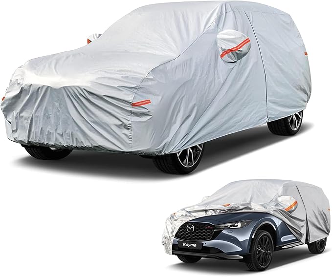 Kayme 6 Layers SUV Car Cover Custom Fit for Mazda CX-5 CX5 CX50 CX-50(2012-2025) Waterproof All Weather for Automobiles, Outdoor Full Cover Rain Sun UV Protection.Silver