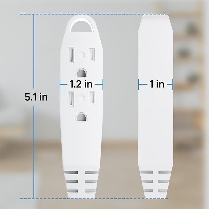 K KASONIC - 50-Feet 3 Outlet Extension Cord, UL Listed, 16/3 SJTW 3-Wire Grounded, 10 Amp 125 V 1625 Watts, Multi-Outlet Indoor/Outdoor Use, White