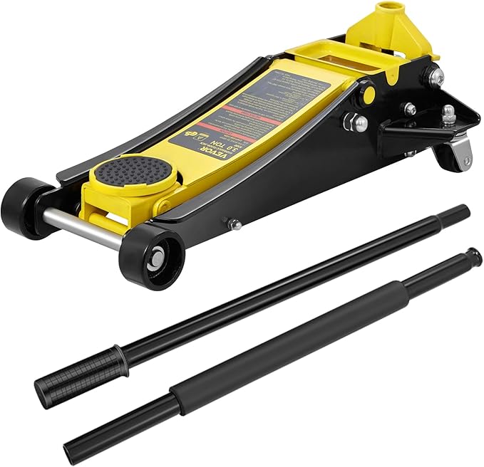 VEVOR 3 Ton Low Profile, Heavy-Duty Steel Racing Floor Jack with Dual Pistons Quick Lift Pump, Lifting Range 3.35"-19.69"